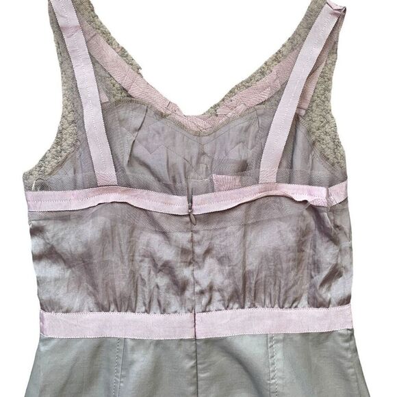 Loft Dress Tan Mauve Pink Tulle Origami Sleeveless Empire Waist Petite Mini - Picture 5 of 8